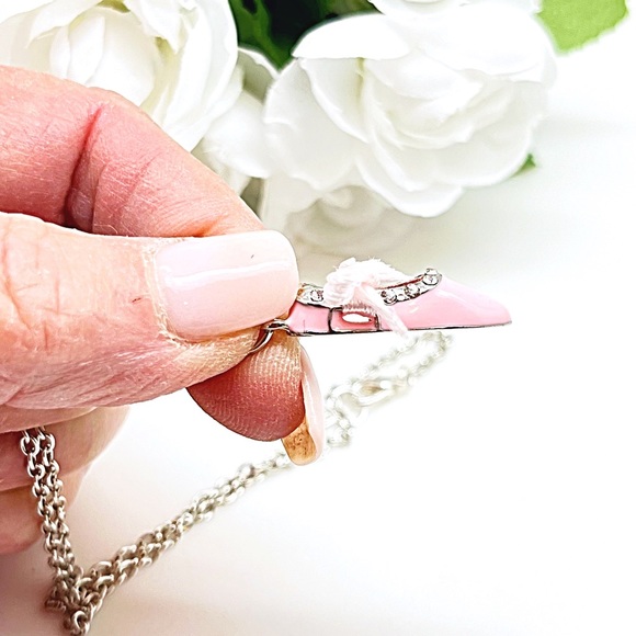 Pink 3-D Ballet Slipper in CZ & Enamel w/ Ribbon Bow, Ships in Gift Box, NWT - Picture 4 of 7